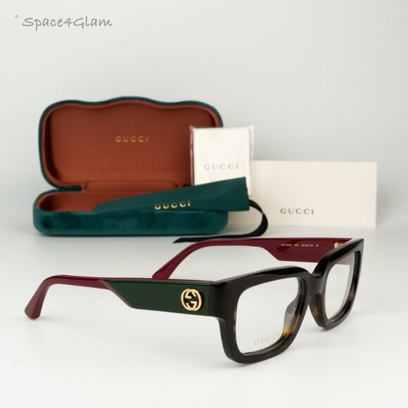 BRAND NEW Gucci GG1666O 006 Havana Red Demo Women Square Eyeglasses GG 1666O - Picture 5 of 8